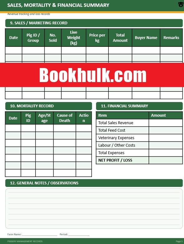 Piggery Record Keeping Template 