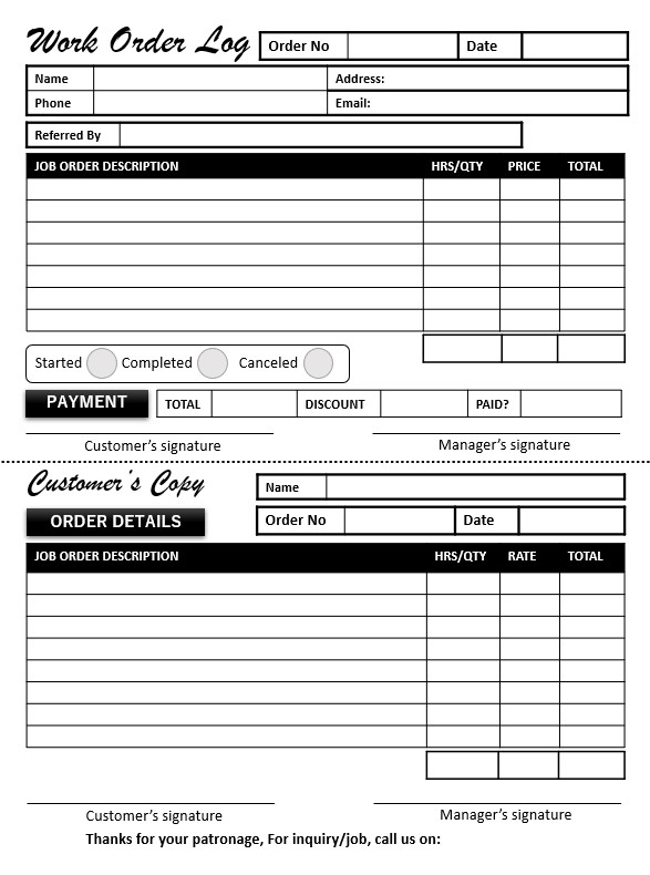 Landscaping Work Order Form Template