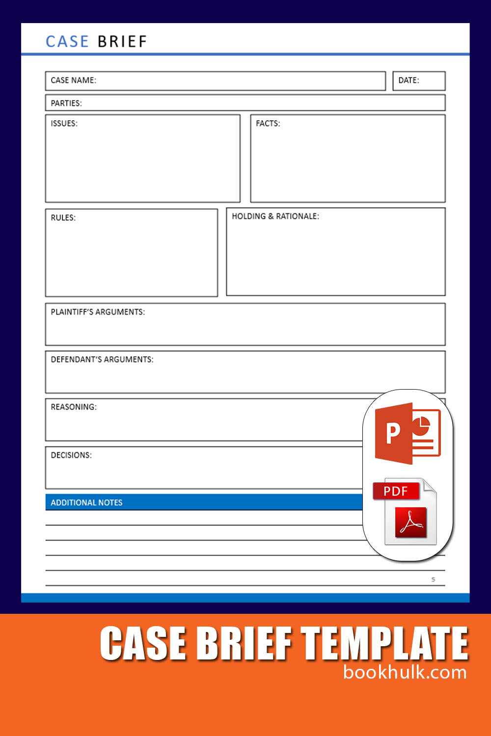 Case Brief Notebook Template for Law School