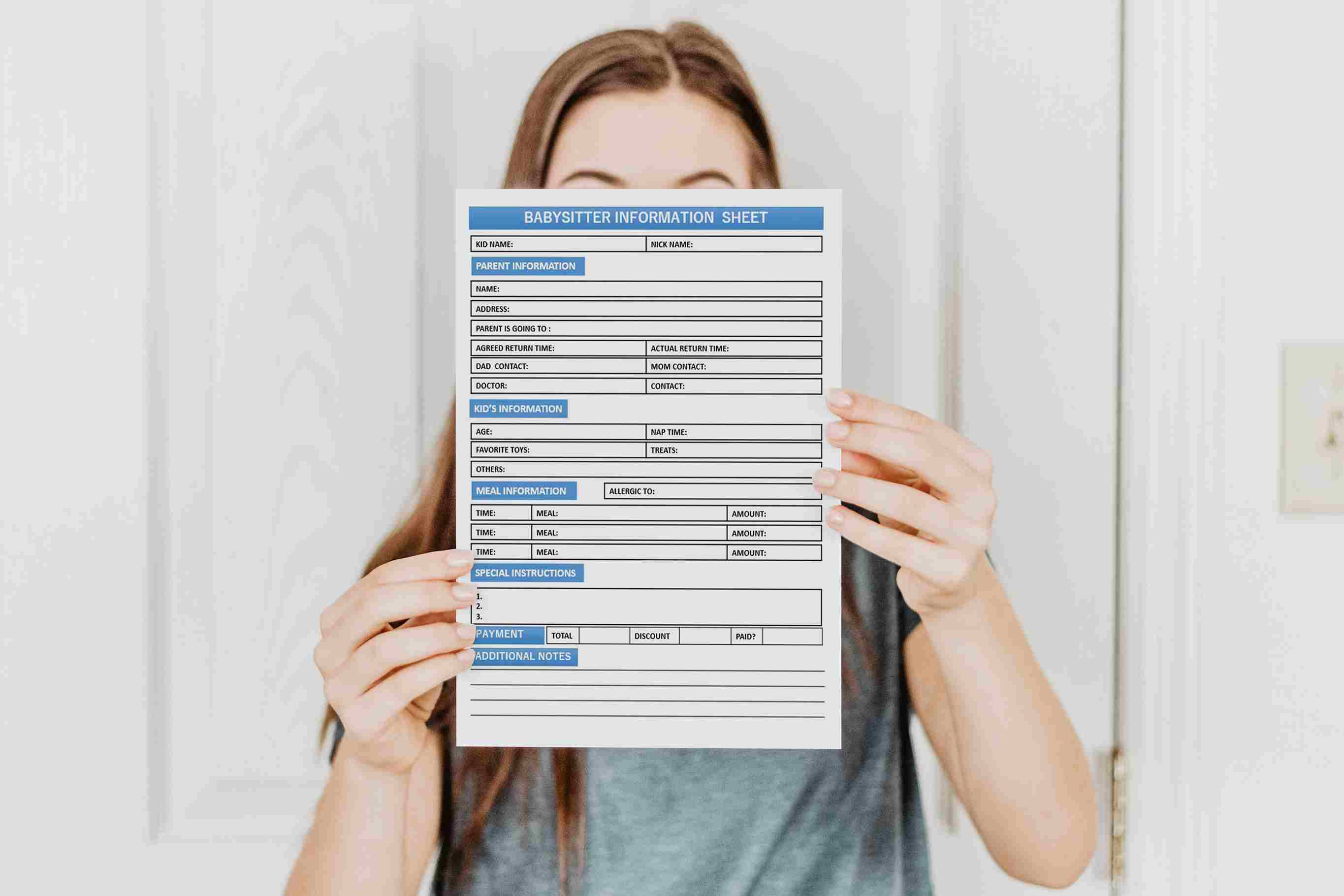 Babysitter Information Sheet 