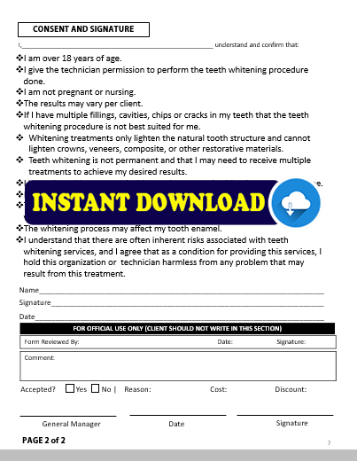 Teeth Whitening Consent Form Template