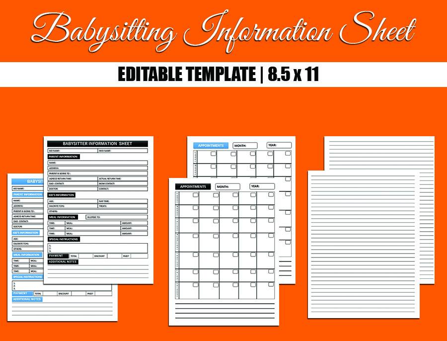 Babysitter Information Sheet 