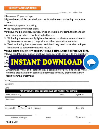 Teeth Whitening Consent Form Template