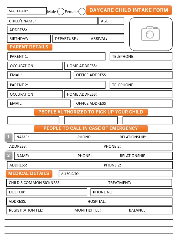 Child Care Application for Enrollment 