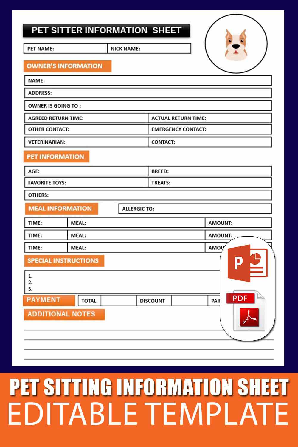 Pet Sitter Information Sheet Template 