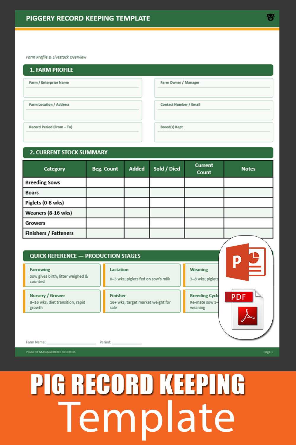 Piggery Record Keeping Template 