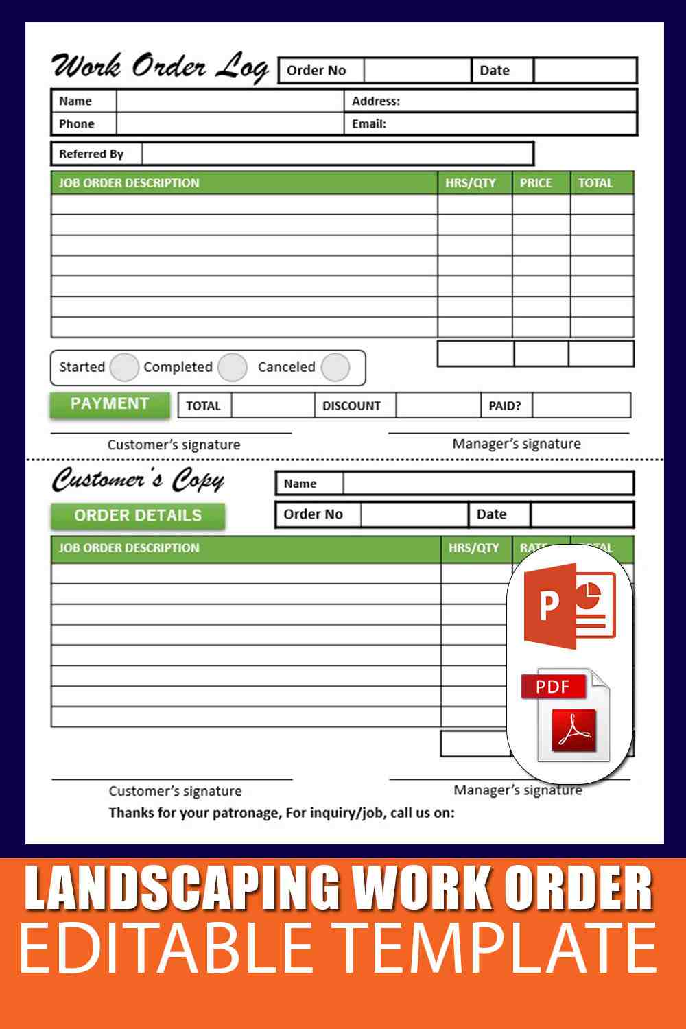 Landscaping Work Order Form Template