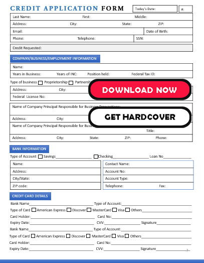 Business Credit Application Form Template
