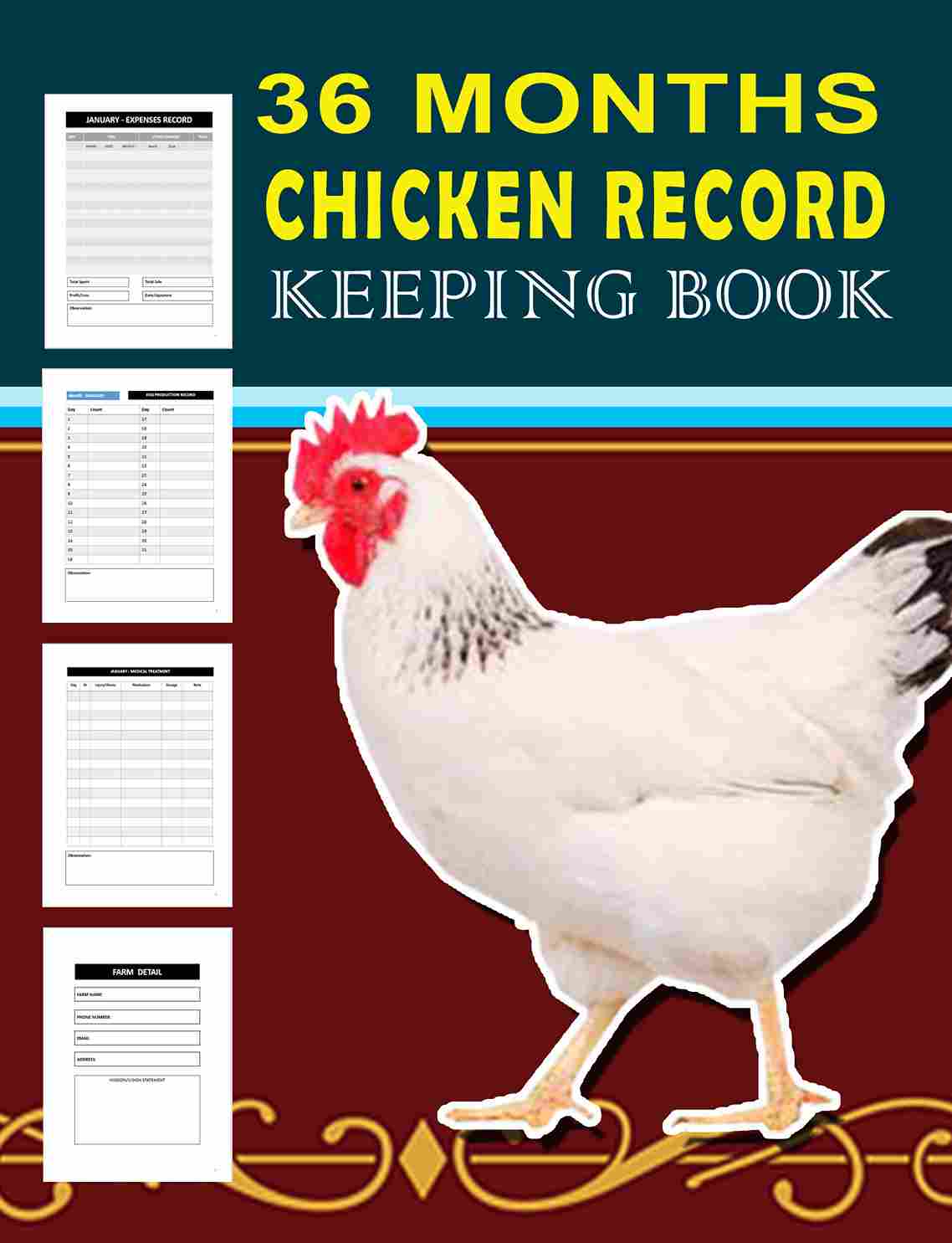 36 Months Chicken Record Keeping Book