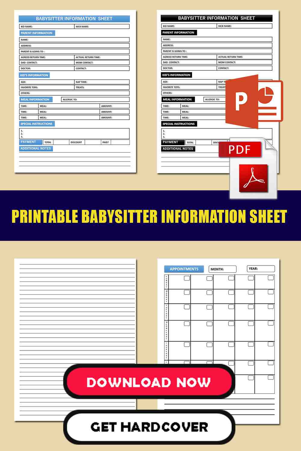 Babysitting Information Sheet Template