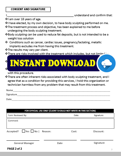 Body Sculpting Consent Consent & Intake Form