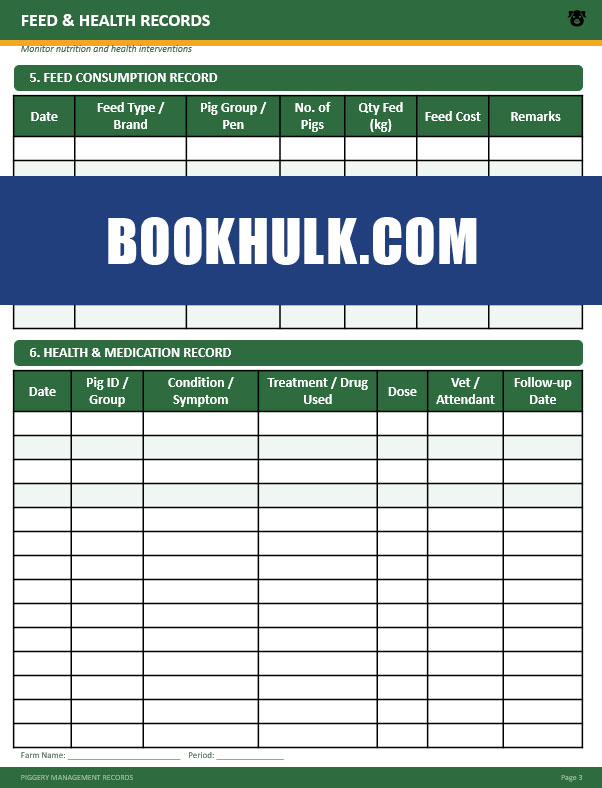 Piggery Record Keeping Template 