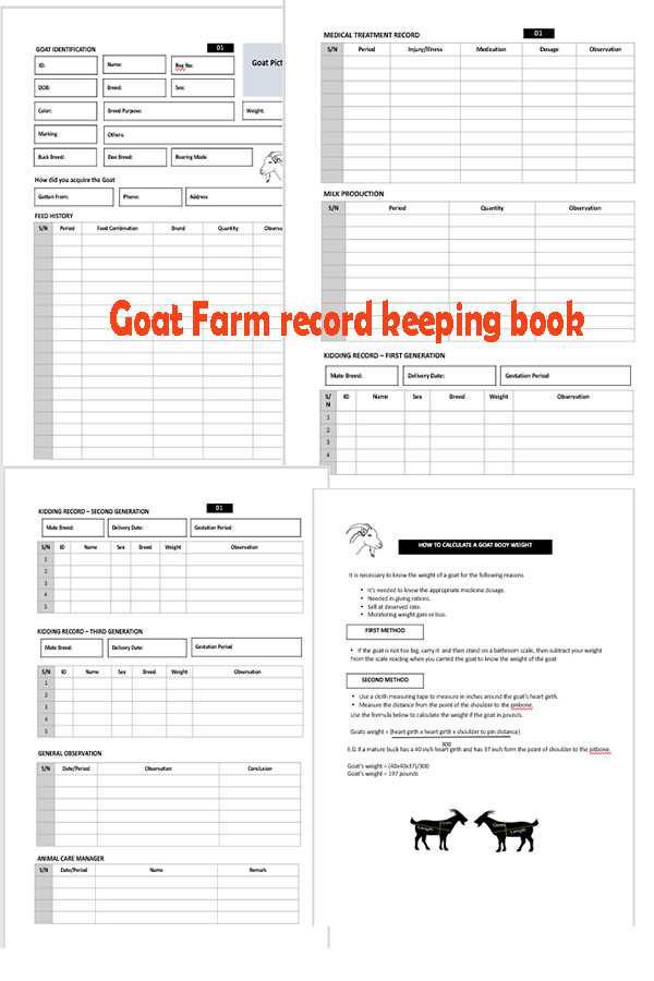Printable Goat Farm Record Log Book